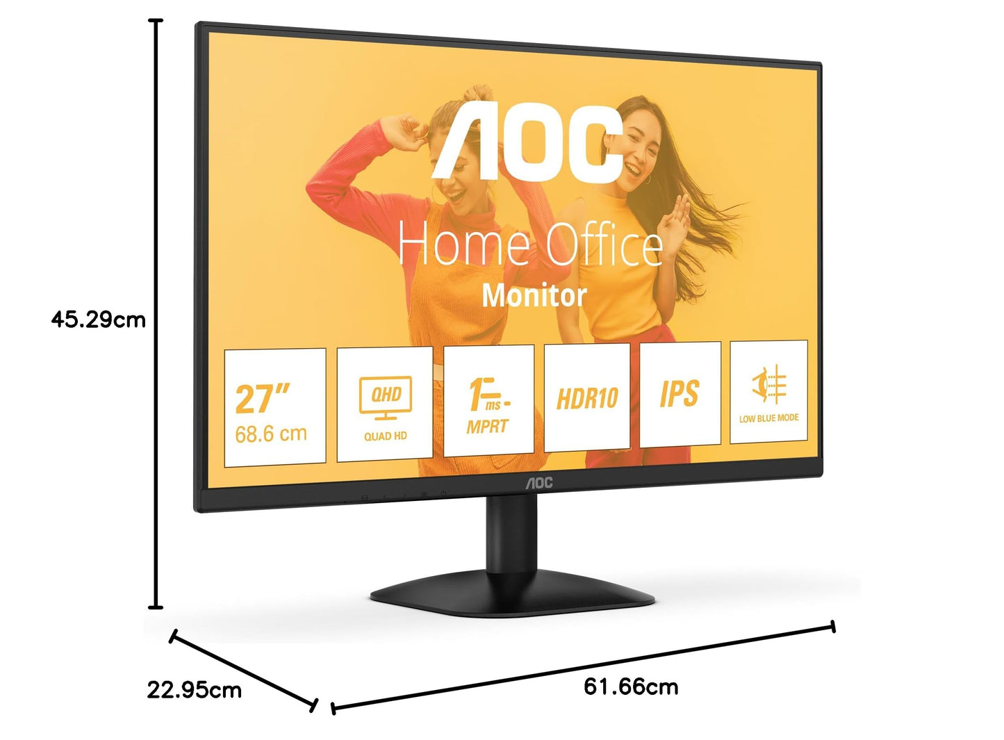 AOC Q27B35E 27 Zoll WQHD Monitor, 75Hz, IPS Panel, 4ms GtG, Adaptive Sync, HDR10, (2560x1440 HDMI 1x 1.4 DP 1x 1.4) Schwarz