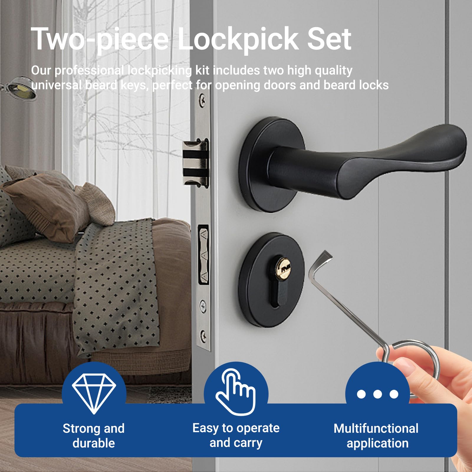 2 Stück Dietrich Set Universal Buntbartschlüssel aus Edelstahl für Zimmertüren-Erioscar