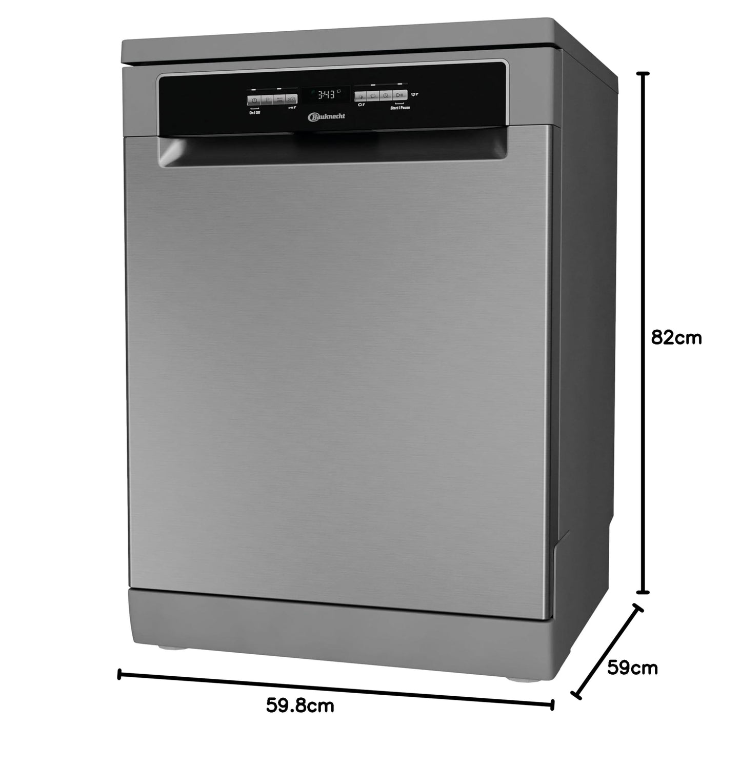 Bauknecht BK4FB14BN7A0X Freistehender-Geschirrspüler/ 60 cm/ActiveDry–Türöffnungssystem/Startzeitvorwahl/MultiZone–separates Ober-oder Unterkorbspülen/Besteckschublade–flexibel beladbar