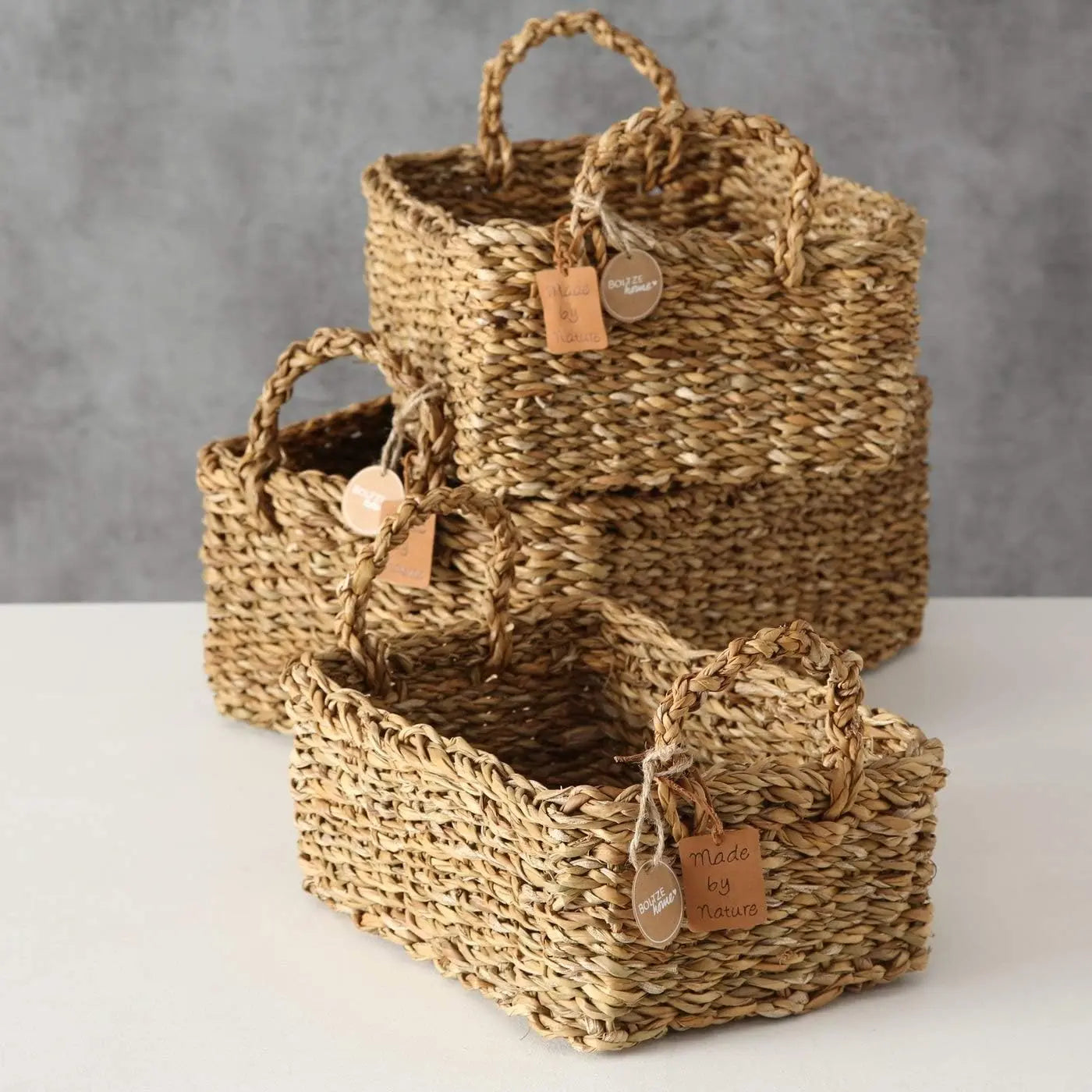 Modernes 3-teiliges Aufbewahrungskorb Set aus Seegras