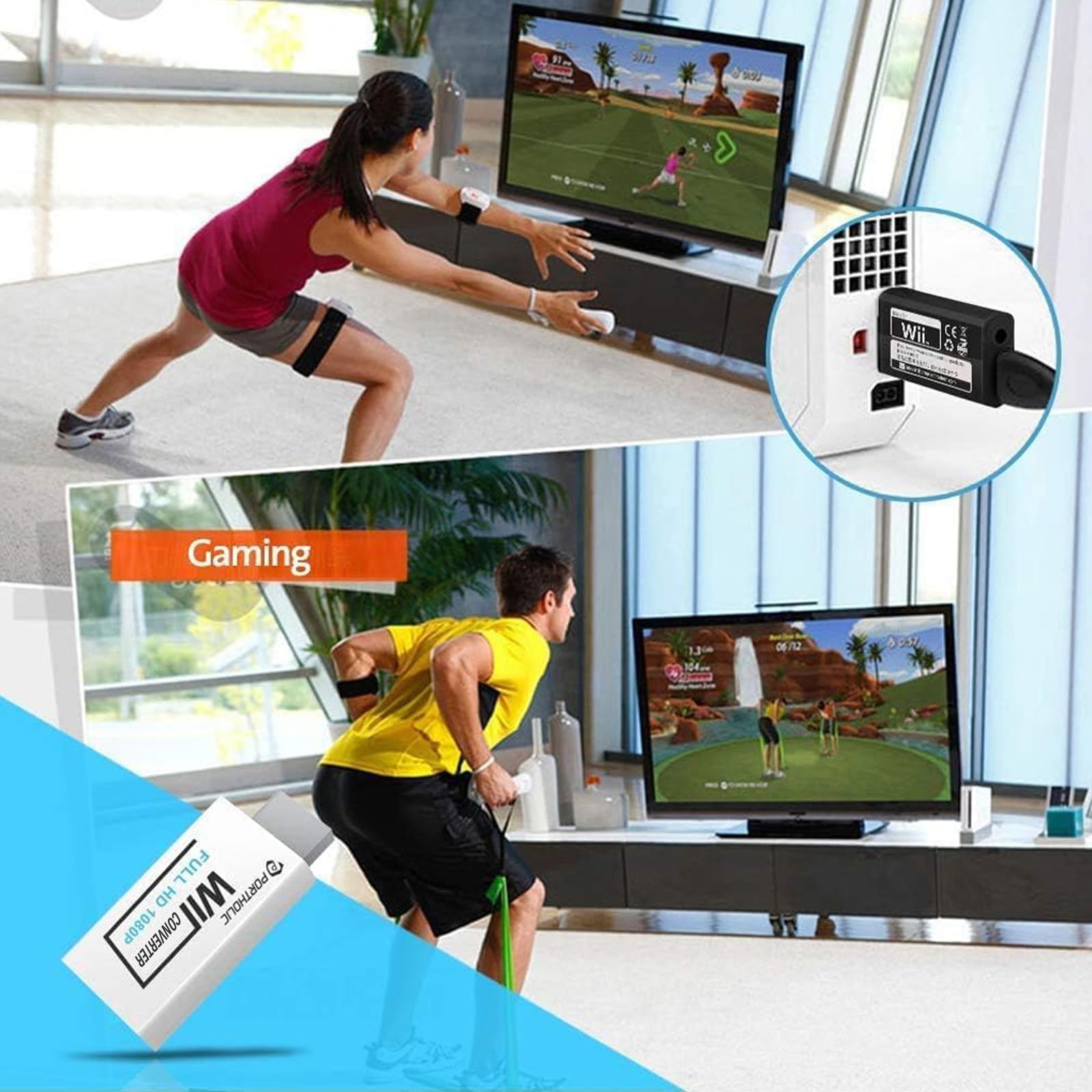 PORTHOLIC Wii Adapter HDMI Konverter mit 1080P und Audioanschluss Weiß-PORTHOLIC