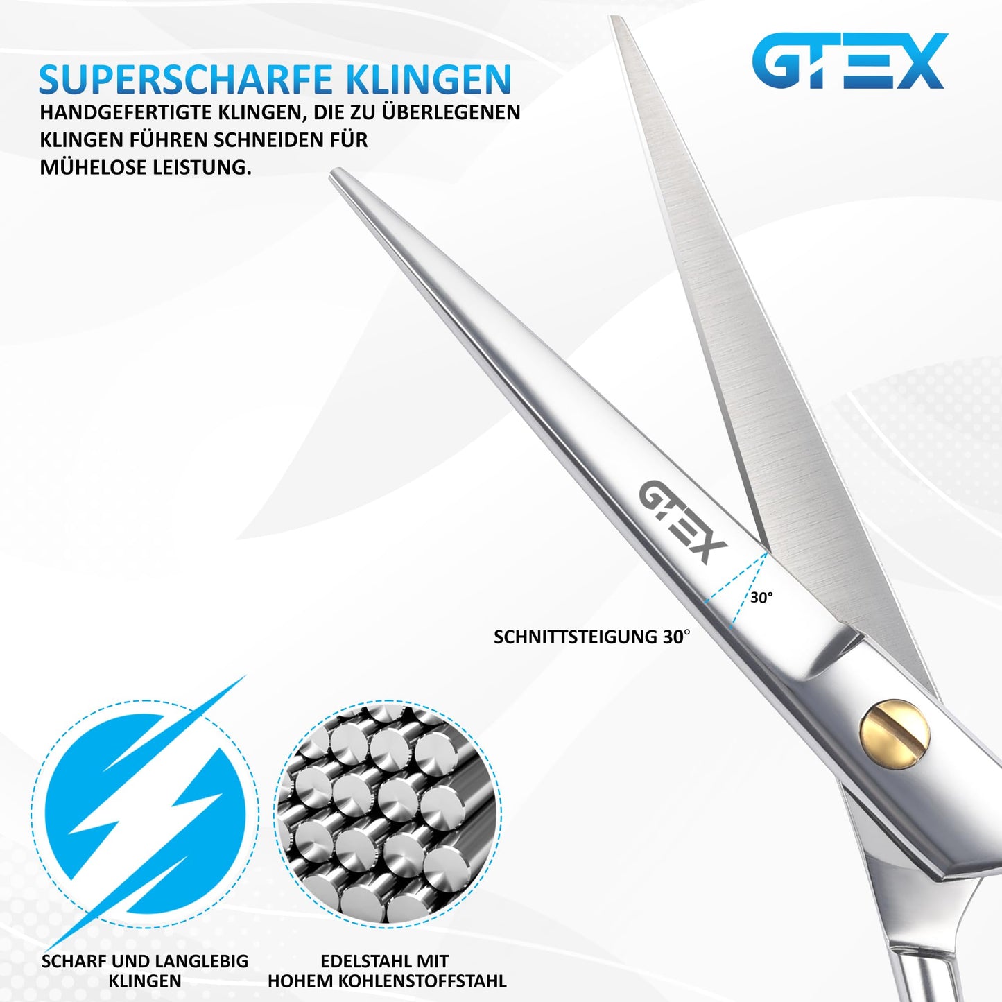 Professionelle Friseurschere GTEX 6,5 Zoll mit Kamm und Etui