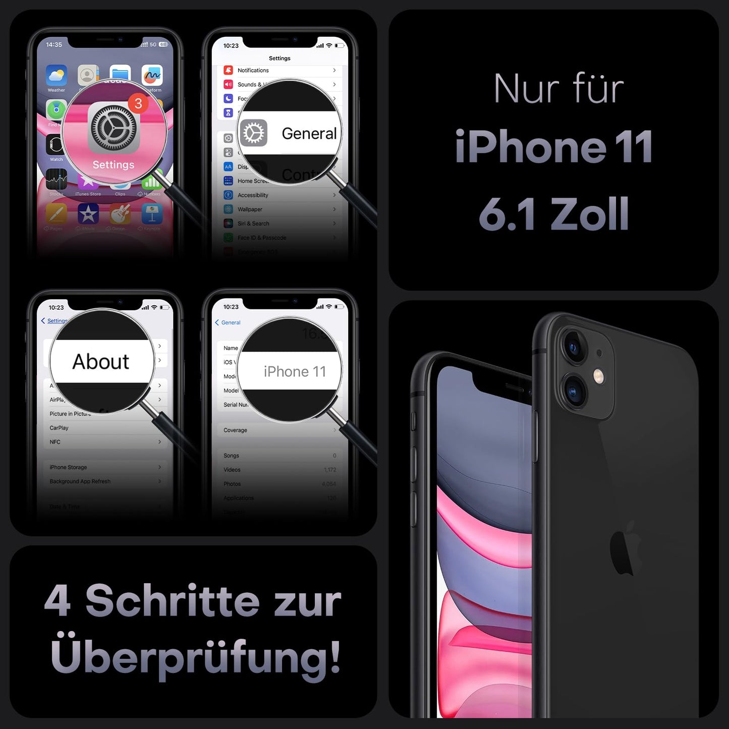 TOCOL für iPhone 11 Hülle für Magsafe, Vollständiger Kameraschutz Stoßfest Kratzfest Transluzente Rückseite Magnetisch Handyhülle für iPhone 11 Case, Schwarz