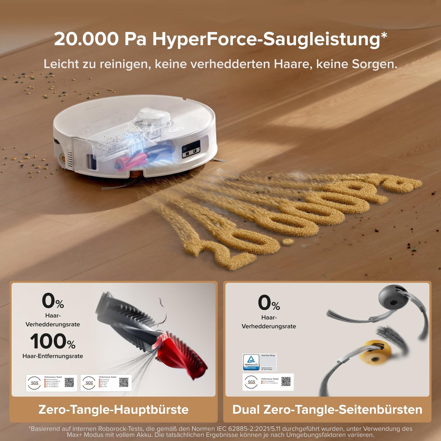 roborock Qrevo Curv 2 Flow Saugroboter mit Wischfunktion, SpiraFlow-Wischwalze mit Selbstreinigung, 20.000 Pa Saugkraft, Dual Anti-Tangle System, intelligenter Teppichschutz, All-in-One Dock