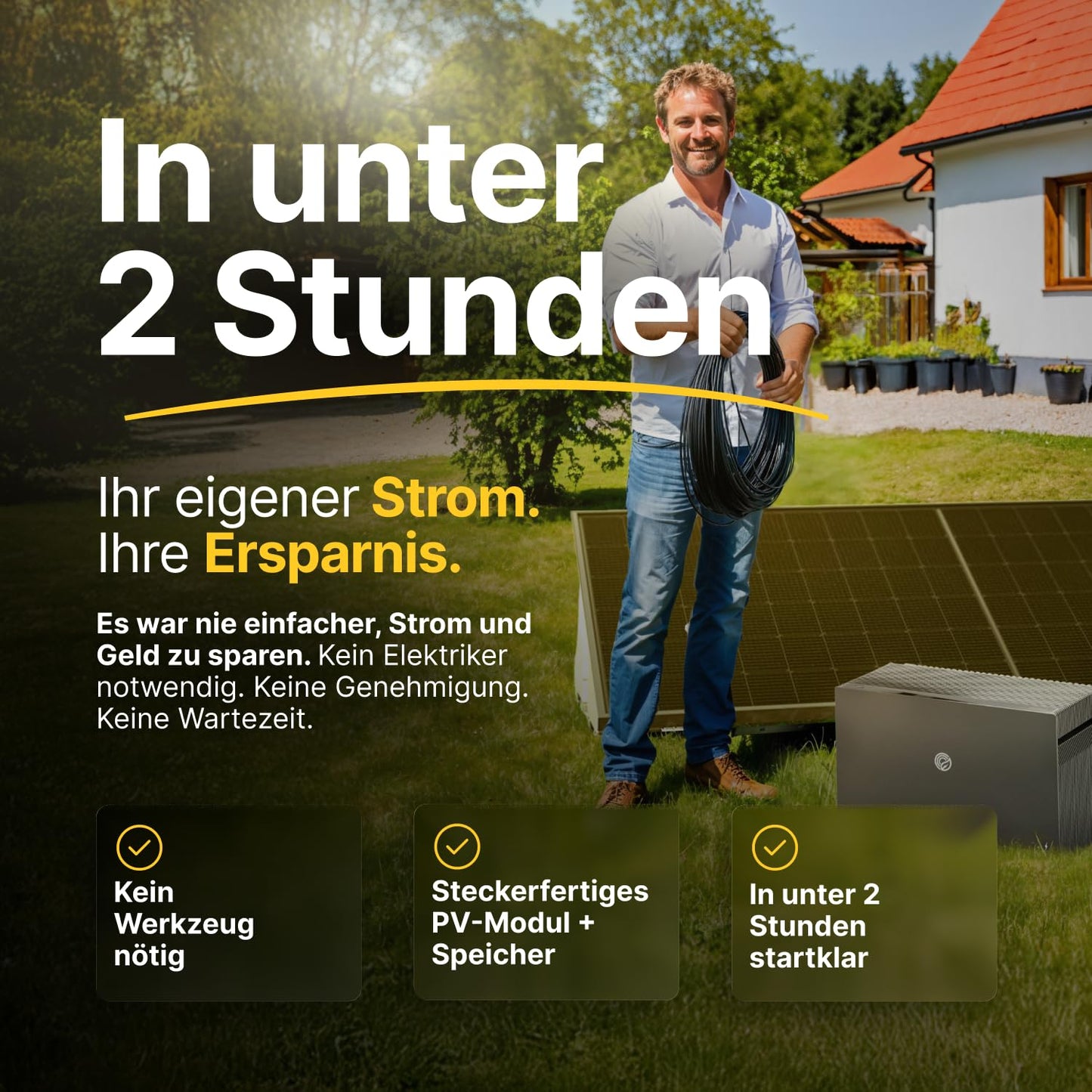Solakon® 1000W Balkonkraftwerk - Balkonkraftwerk 800W komplett Steckdose - neuester 800 Watt Wechselrichter - Solaranlage Komplettset - 500W bifaziale Solarmodule inkl. Zubehör - 10m Kabel