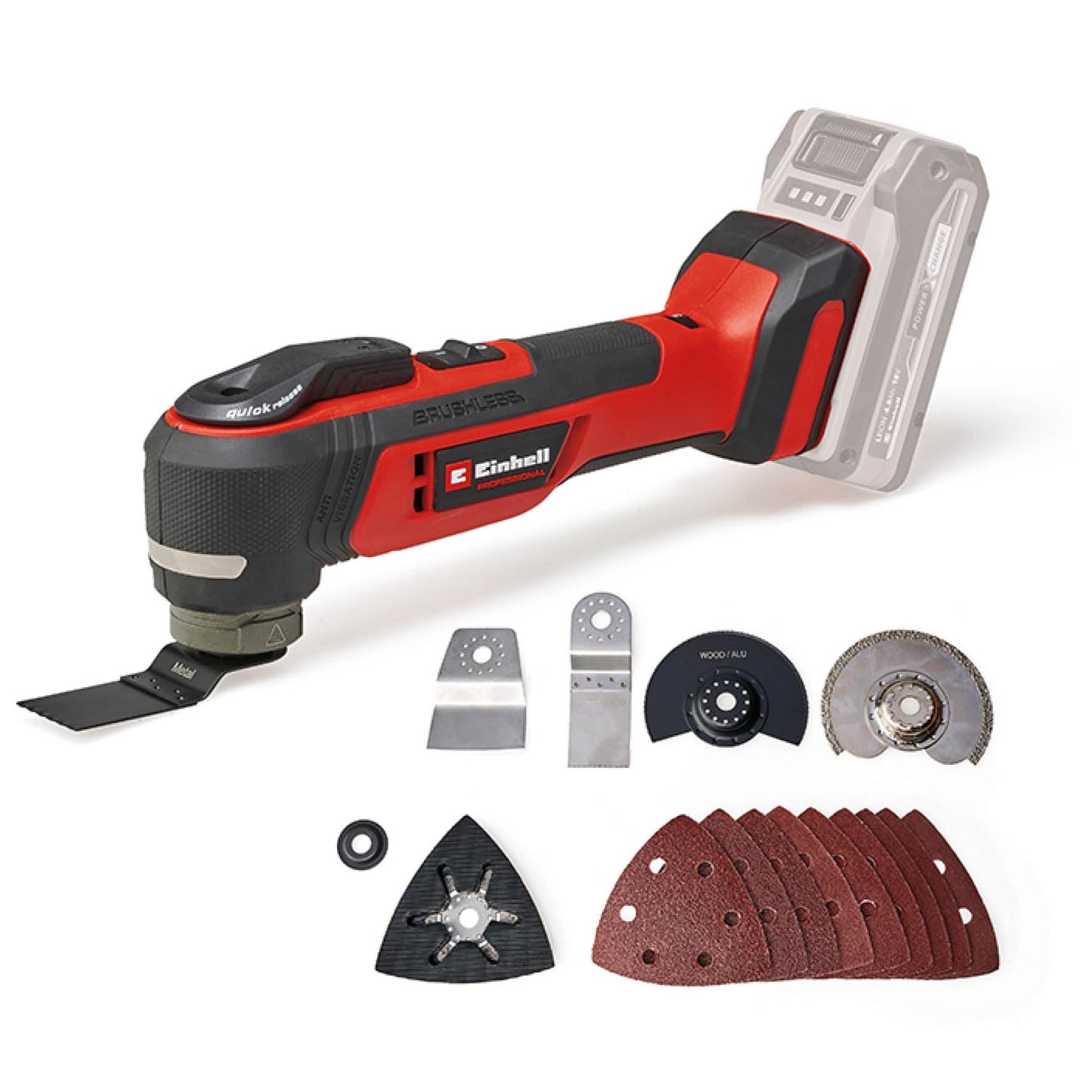 Einhell Professional Akku-Multifunktionswerkzeug TP-MG 18 Li BL-Solo PXC (18 V, Anti-Vibration, Brushless, 3 Funktionen, magnetische Aufnahme, inkl. Zubehör, ohne Akku)