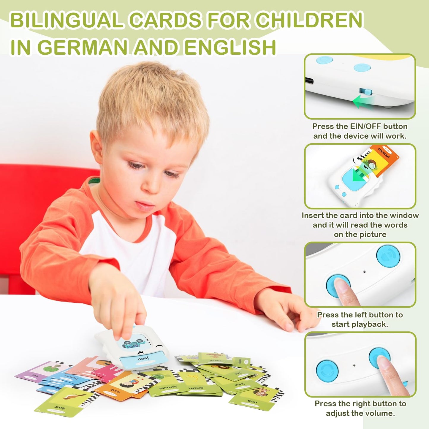 Sprechende Lernkarten Deutsch Lernspielzeug Kinder Ab 2 bis 6 Jahre