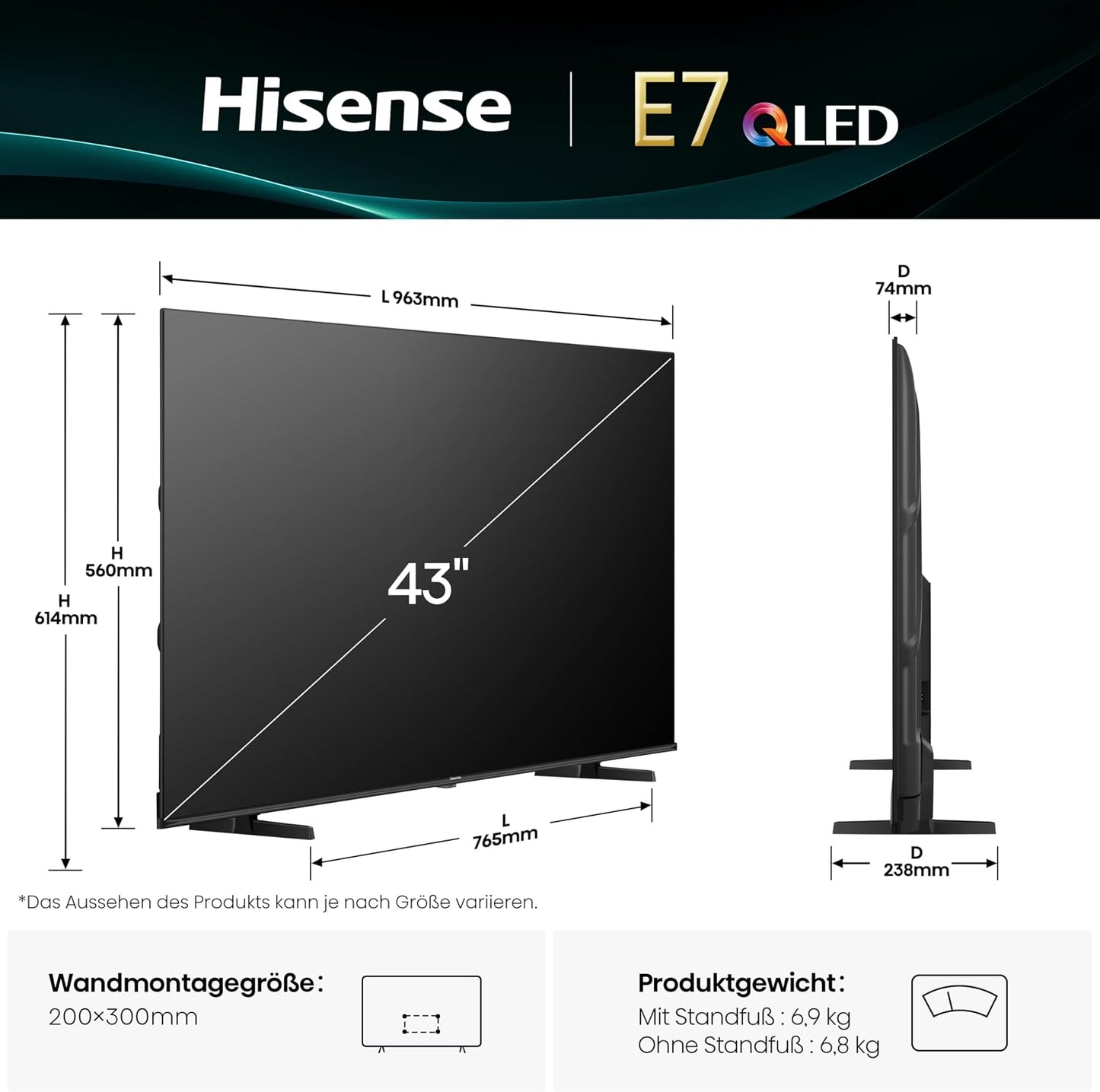 Hisense 43E7Q 4K QLED Smart TV – Kino-Erlebnis zum Top-Preis