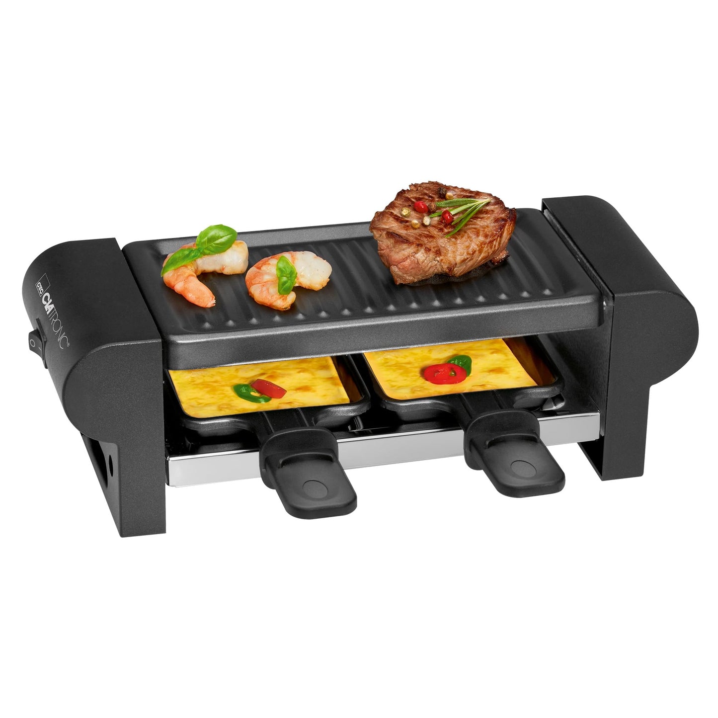 Kompakter 2 Personen Raclette Grill mit Antihaftbeschichtung
