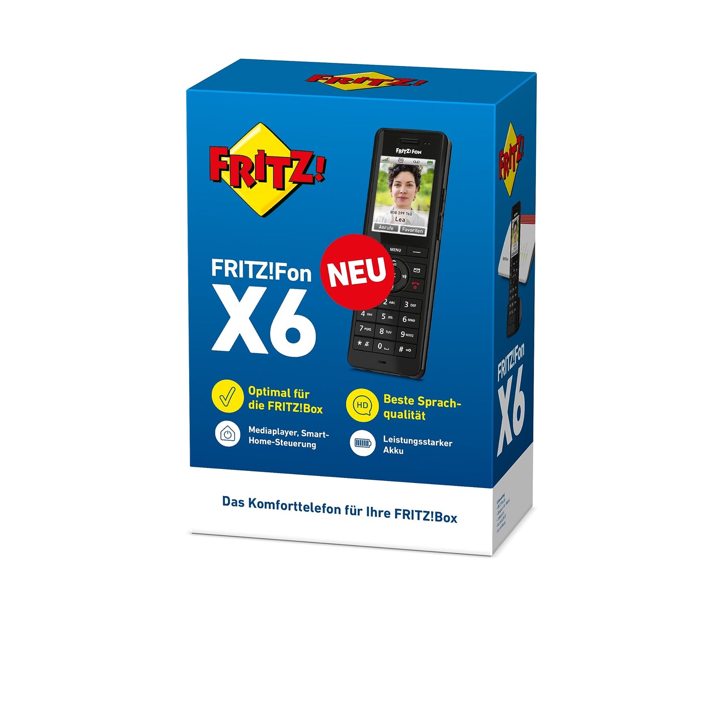 FRITZ!Fon X6 Black DECT-Komforttelefon (hochwertiges Farbdisplay, HD-Telefonie, Full-Duplex-Freisprechen, Steuerung FRITZ!Box-Funktionen), schwarz, deutschsprachige Version