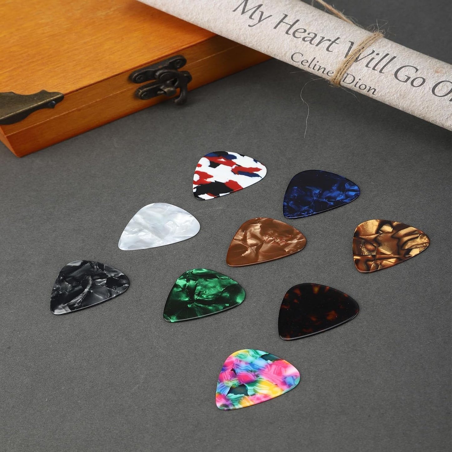 24er Set Zelluloid Plektren Verschiedene Stärken für Gitarre Ukulele Bass-Picko