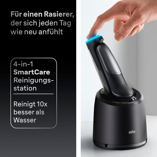 Braun Series 7 Rasierer Herren Elektrisch, Elektrorasierer, 60 Min. Akku, 4in1 SmartCare Center, +2 Aufsätze, Kabelloser Nass- & Trockenrasierer Männer, Wasserdicht, Made in Germany, 72-C7650cc, Gold