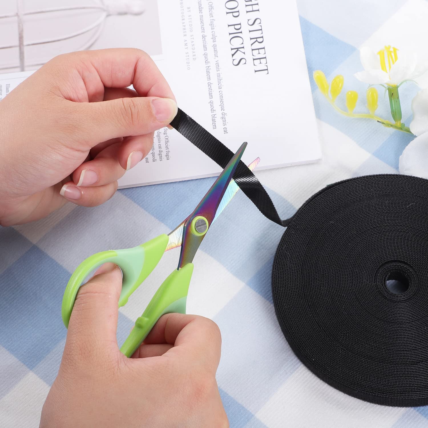 15m Klett Kabelbinder 10mm Klettband Wiederverwendbar Kabel Organizer Schwarz-Yoosso