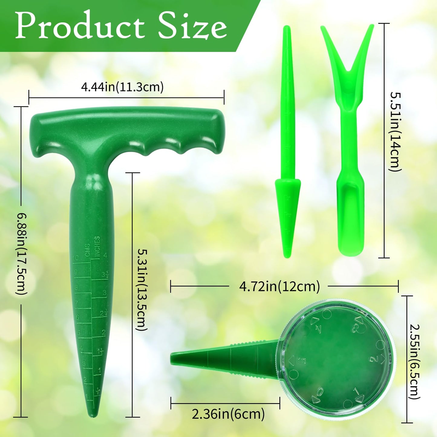 4er Set Pflanzhilfe Garten Pflanzlocher und Sämaschine für Gemüse Blumen-Dereine