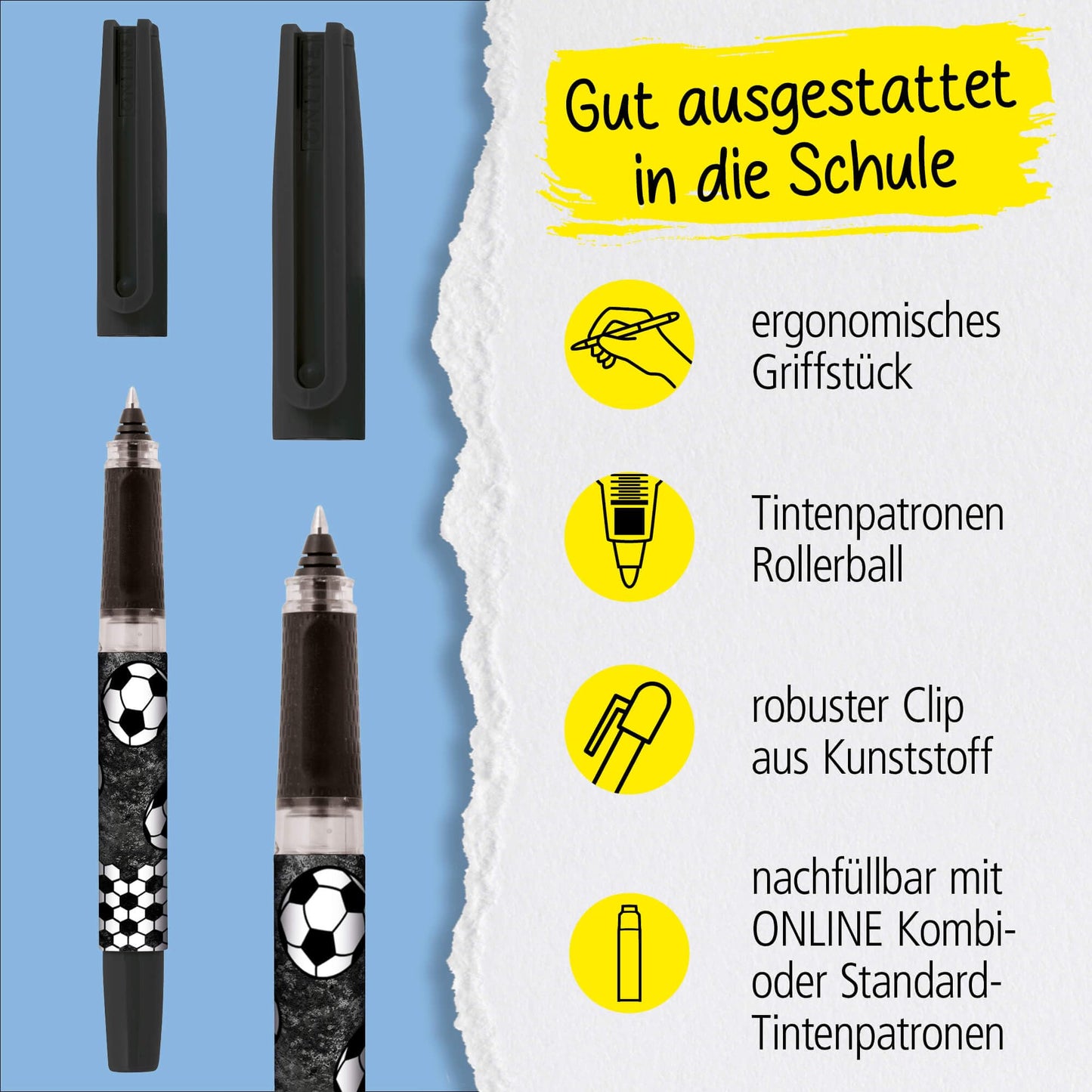 Online Tintenpatronen Rollerball Bachelor Design Fußball ergonomisch