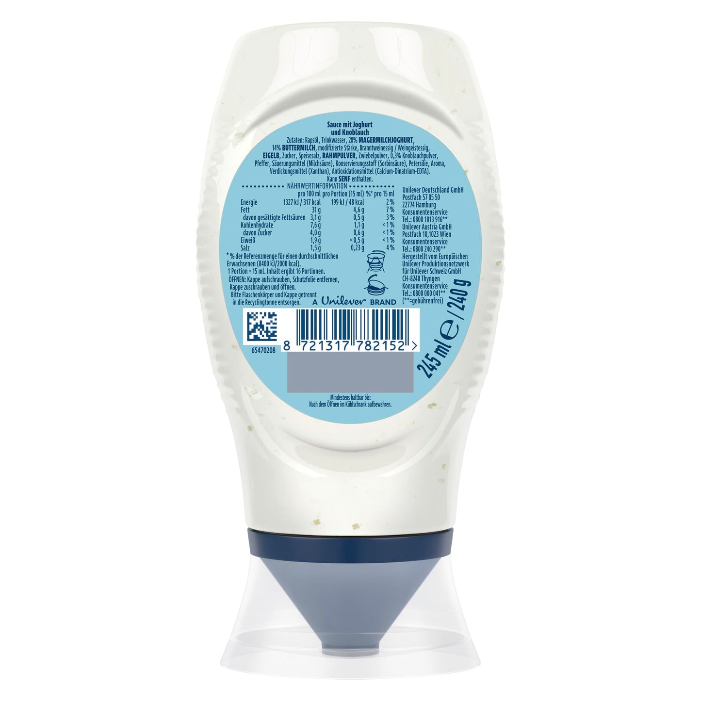 Hellmann's Classic Ranch Sauce cremige und würzige Grillsauce mit Buttermilch und Knoblauch 245 ml