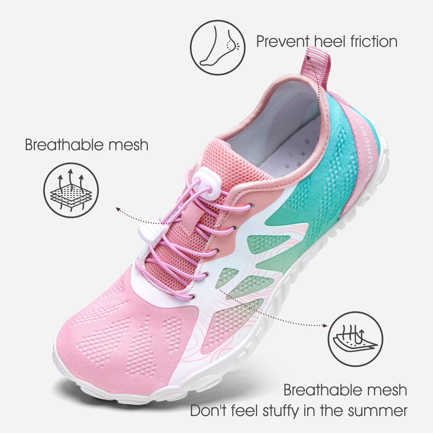 IceUnicorn Herren Damen Barfußschuhe Traillaufschuhe Fitnessschuhe Knit Minimalistische Breiter Zehenbox(A Rosa grün,37EU)