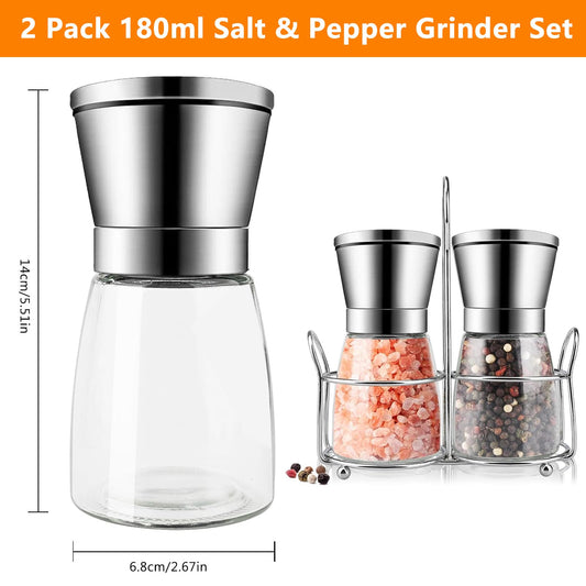 Manuelles 2er Set Salz und Pfeffermühlen mit Keramikmahlwerk