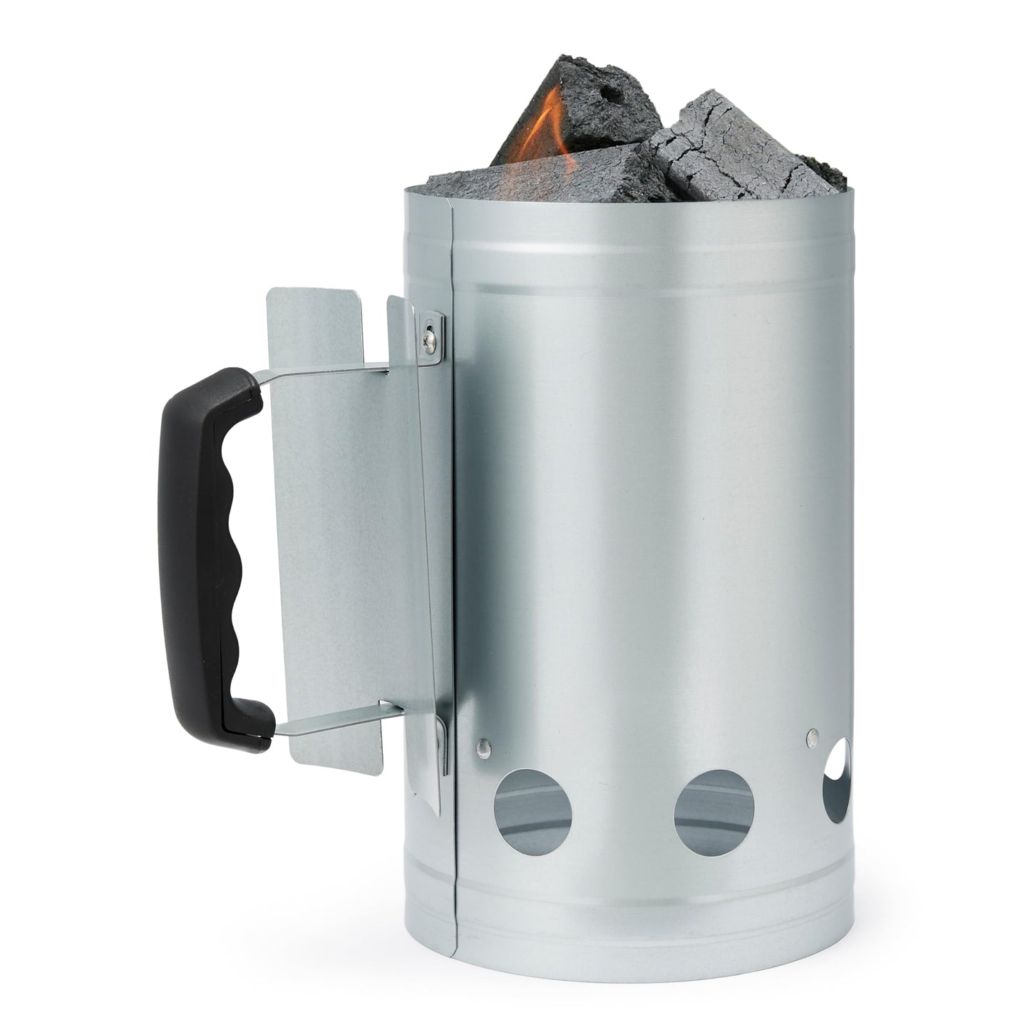 Amazon Basics Anzündkamin aus Verzinktem Stahl, Kohlekamin für Grill und Feuerstellen, Silberfarben
