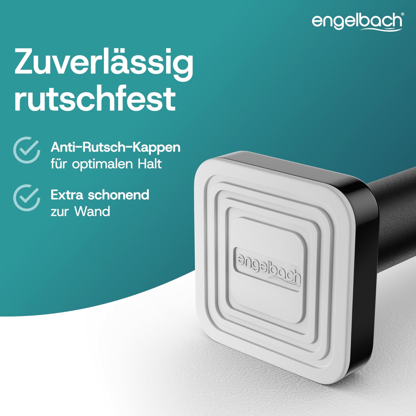 Engelbach® Gardinenstange ohne Bohren - Massiver Karbonstahl (Ø 25mm) für stabilen Halt - Individuell anpassbare Teleskopstange, Klemmstange, Duschvorhang stange, Schwarz, 260-310cm