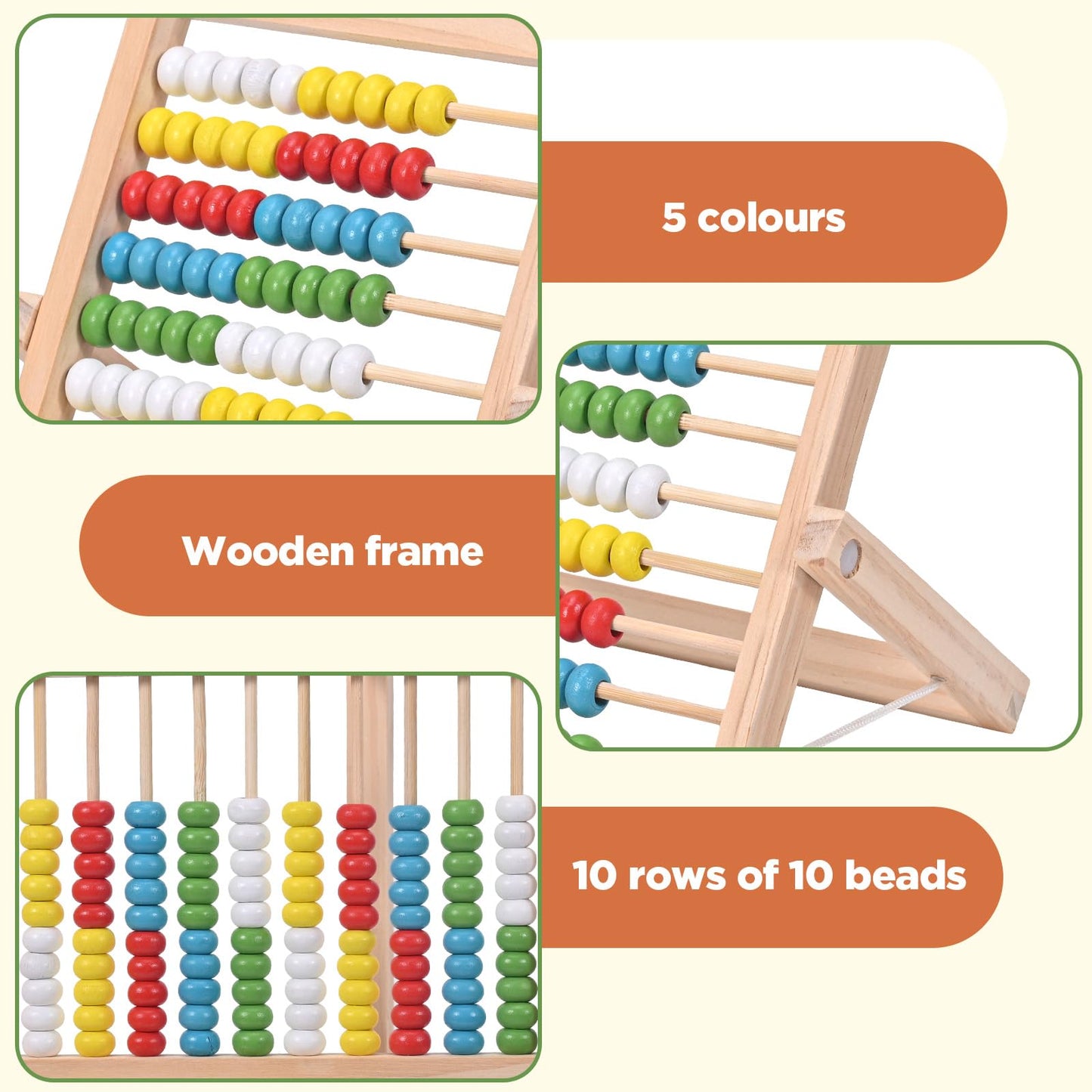 MumdoYAL Rechenschieber mit 100 bunten Perlen für Kinder Mathe Spielzeug