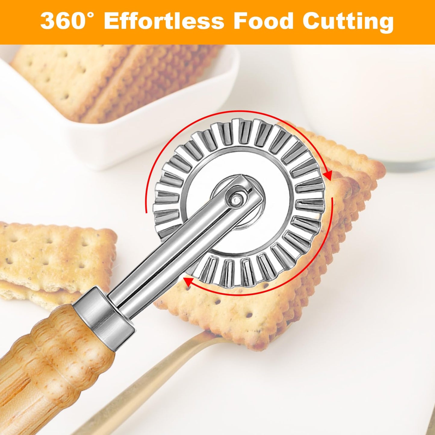 Nudelschneiderrad Gezahnter Teigrad Pizzaschneider Roller Holzgri