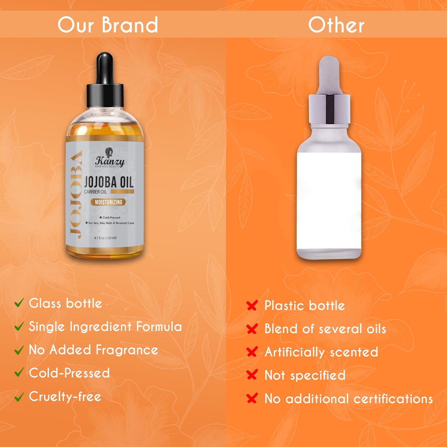 Kanzy Jojobaöl Kaltgepresst 100% Reines Gold, 120ml für Haut, Haare und Nägel, Gesichtsöl und Körperöl, Vegan & Hexanfrei, Jojobaöl, Anti-Falten, Natürliche Intensiv Feuchtigkeitspflege
