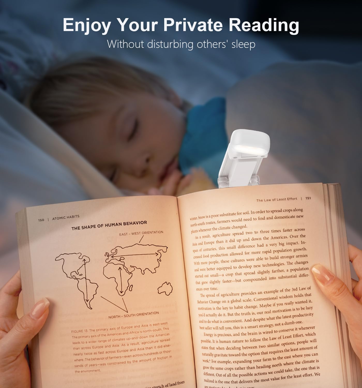 Gritin Leselampe mit Klemmfunktion und augenschonendem Licht für