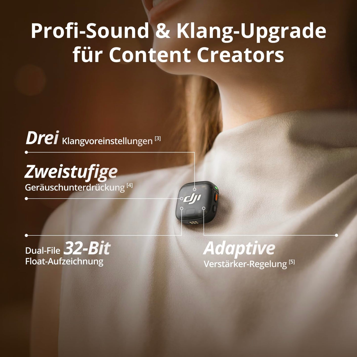 DJI Mic 3 (2 Sender + 1 Empfänger + Ladeschale), Funkmikrofon für iPhone/Kamera/Android, Ultraleicht, Adaptive Gain-Steuerung für ausgewogene Lautstärke, 28 Std. Nutzung, Vlog