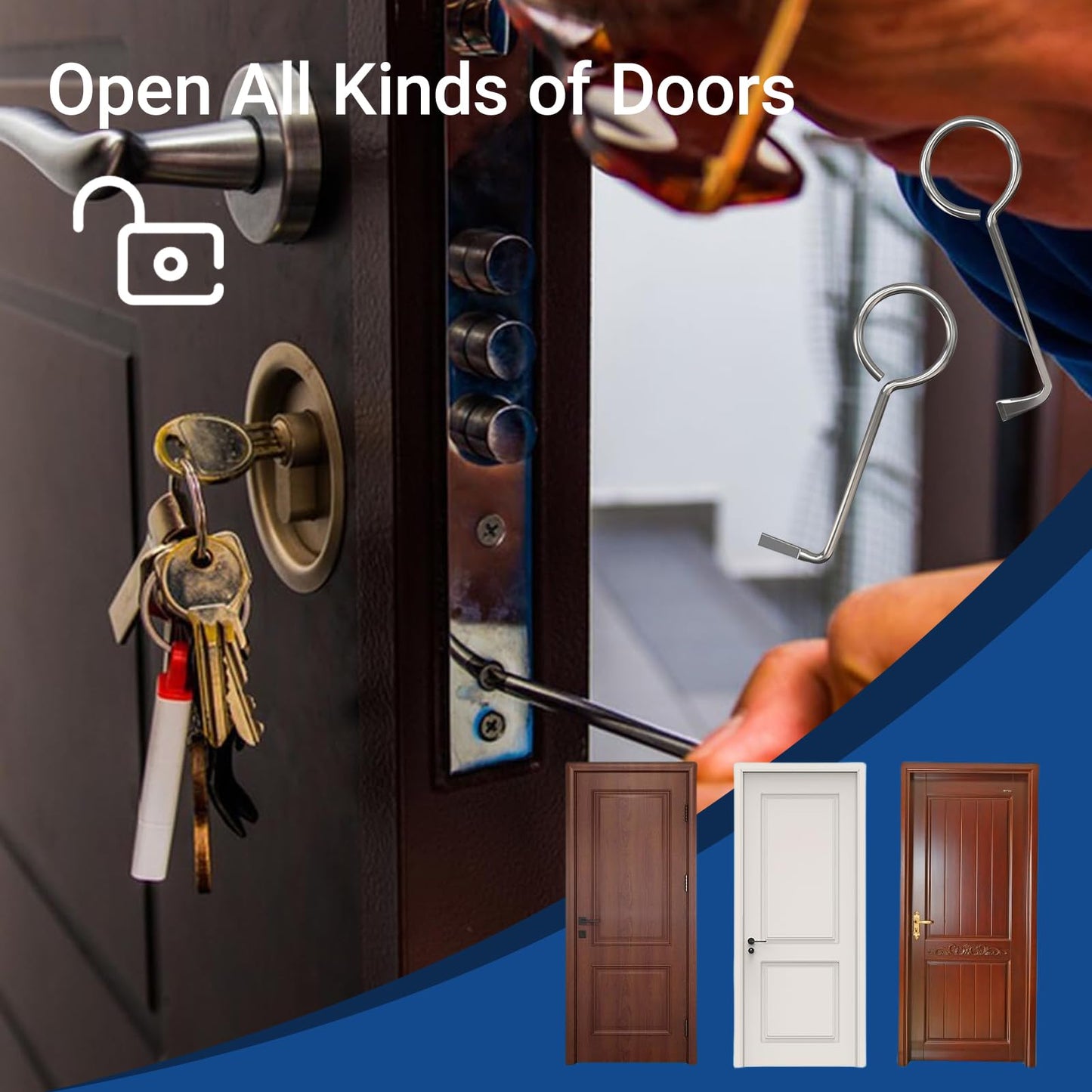 2 Stück Dietrich Set Universal Buntbartschlüssel aus Edelstahl für Zimmertüren-Erioscar