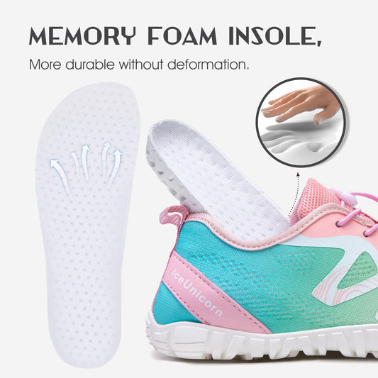 IceUnicorn Herren Damen Barfußschuhe Traillaufschuhe Fitnessschuhe Knit Minimalistische Breiter Zehenbox(A Rosa grün,37EU)