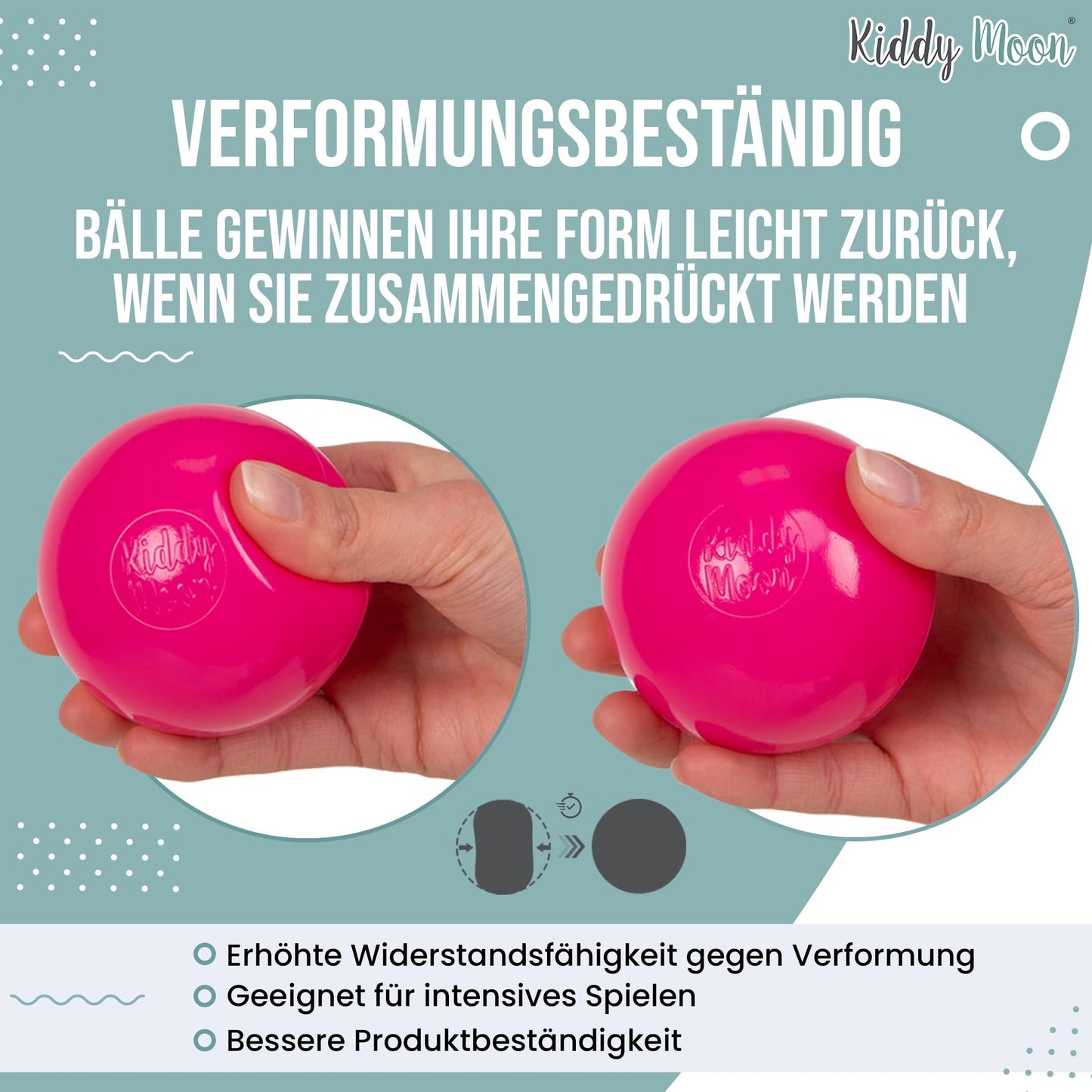 KiddyMoon 200 ∅ 6Cm Kinder Bälle Für Bällebad Spielbälle Baby Plastikbälle Made In EU, Baby Blau/Puderrosa/Perle