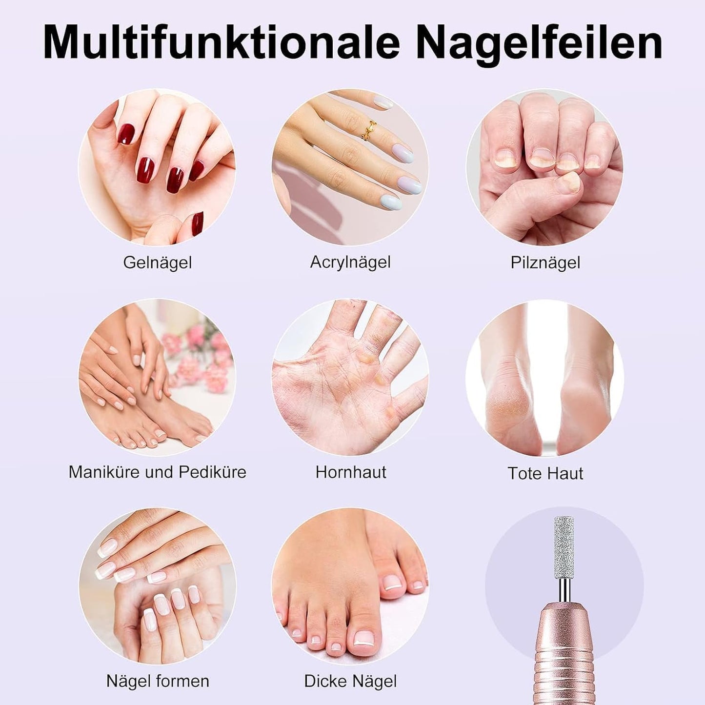 COSLUS C20 Kabellos Tragbar Nagelfräser, 11 in 1 Profi Maniküre und Pediküreset, Nagelfeile für Gelnägel und Acrylnägel, Nagelformen, Entfernen von Hornhaut