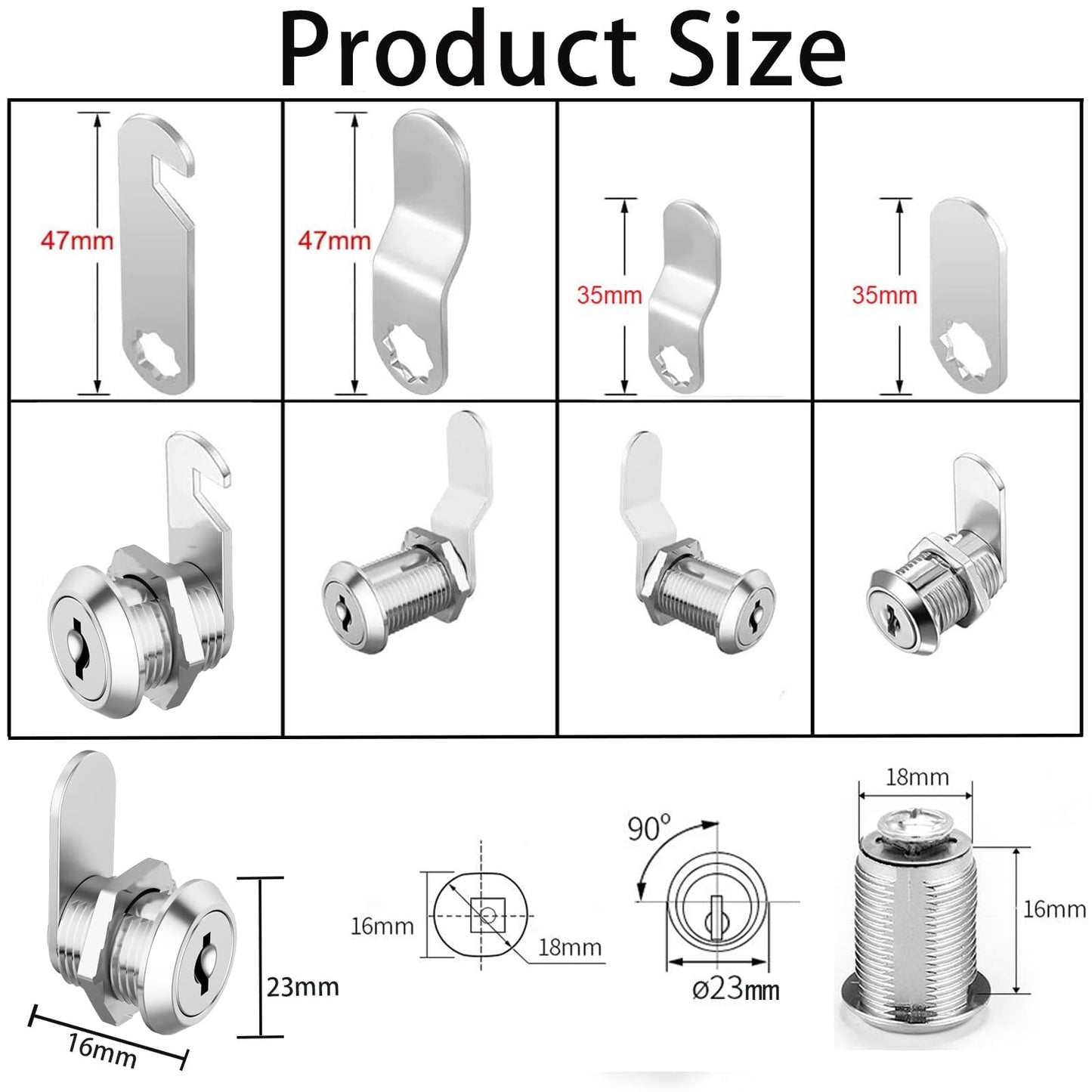 Briefkastenschloss mit 5 Schlossplatten 2 Schlüssel 16 mm Hebelschloss-zoerbufan