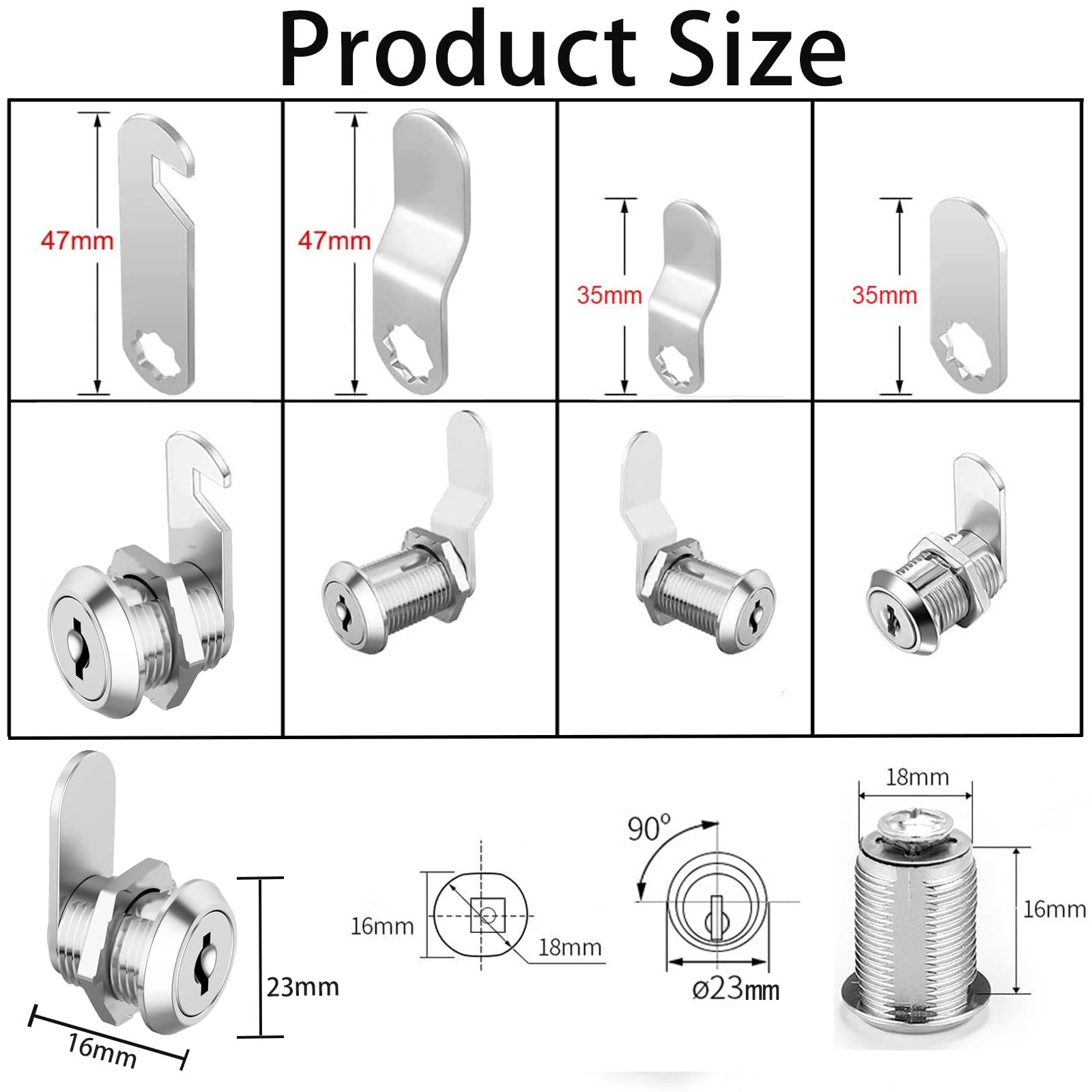 Briefkastenschloss mit 5 Schlossplatten 2 Schlüssel 16 mm Hebelschloss-zoerbufan