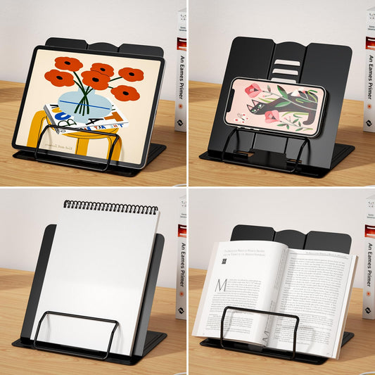 Newpop Schwarzer Buchständer Verstellbar Faltbar Für Tisch Und Bücher-Newpop