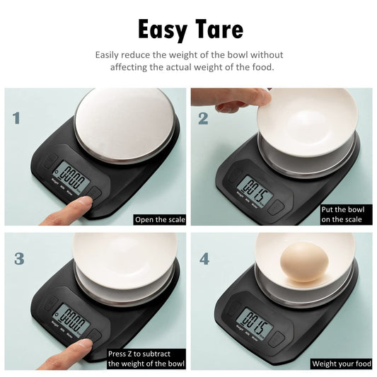 Präzise Mini Küchenwaage 5kg mit Edelstahl & LCD – Kompakt für Reise & Küche