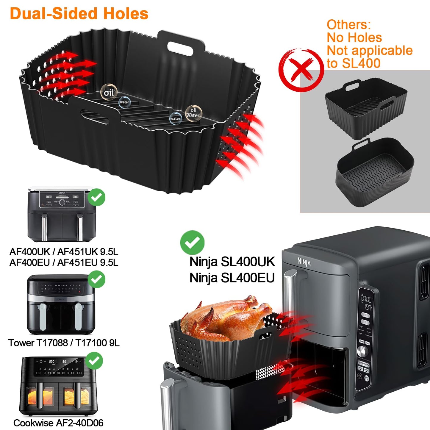 Praktisches Silikon-Zubehör für Heißluftfritteuse 2er Set