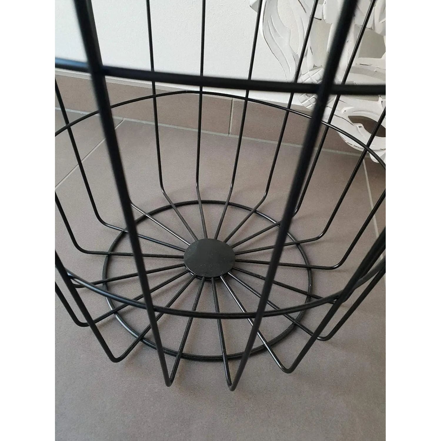 Beistelltisch Tisch mit Stauraum Ø 39 cm H=41 cm Metall/Holz Nachttisch Schwarz