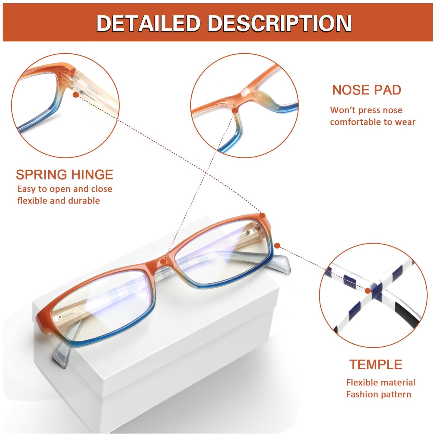 COJWIS 6er Set Lesebrille Blaulichtfilter Damen Federscharnier Mehrfarbig