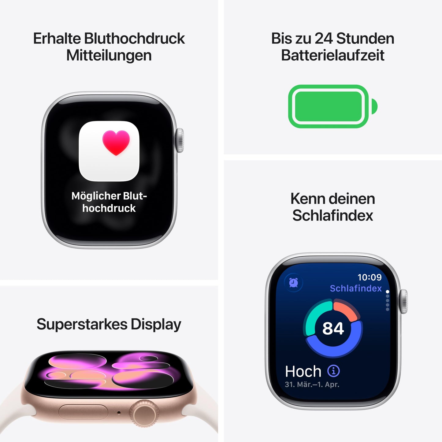 Apple Watch Series 11 GPS 42 mm Smartwatch mit Aluminiumgehäuse in Silber und Sportarmband in Nebelviolett (S/M). Schlafindex, Fitnesstracker, Gesundheitstracking, Always-On Display, Wasserschutz