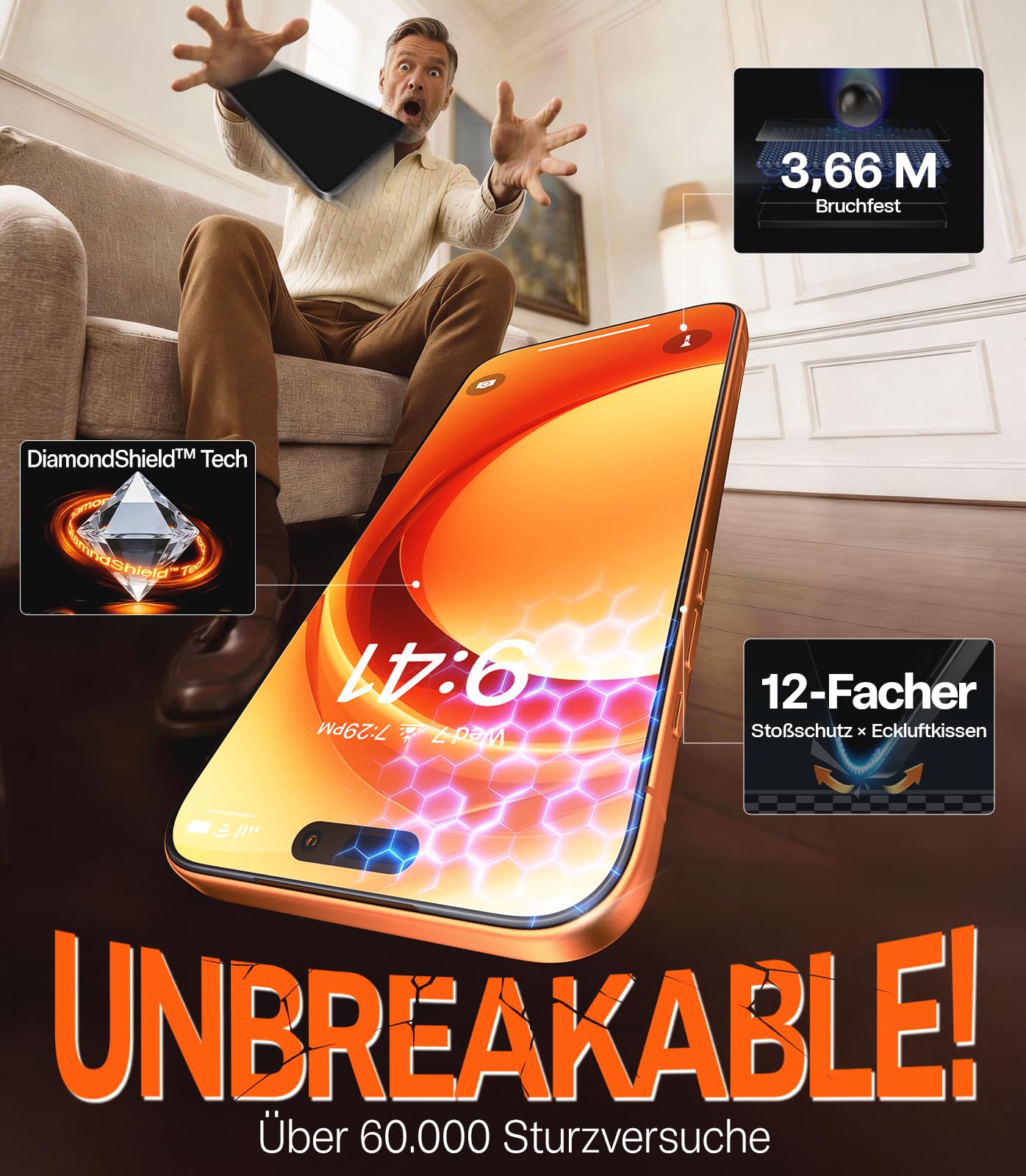 TORRAS Präzise für iPhone 17 Pro für Panzerglas [Full Screen] Exklusive Schutzfolie für iPhone 17 Pro Folie 9H+ glas [Nr.1 Stoßfest], Auto Montage, Kompatibel mit Hülle, 2 Stück