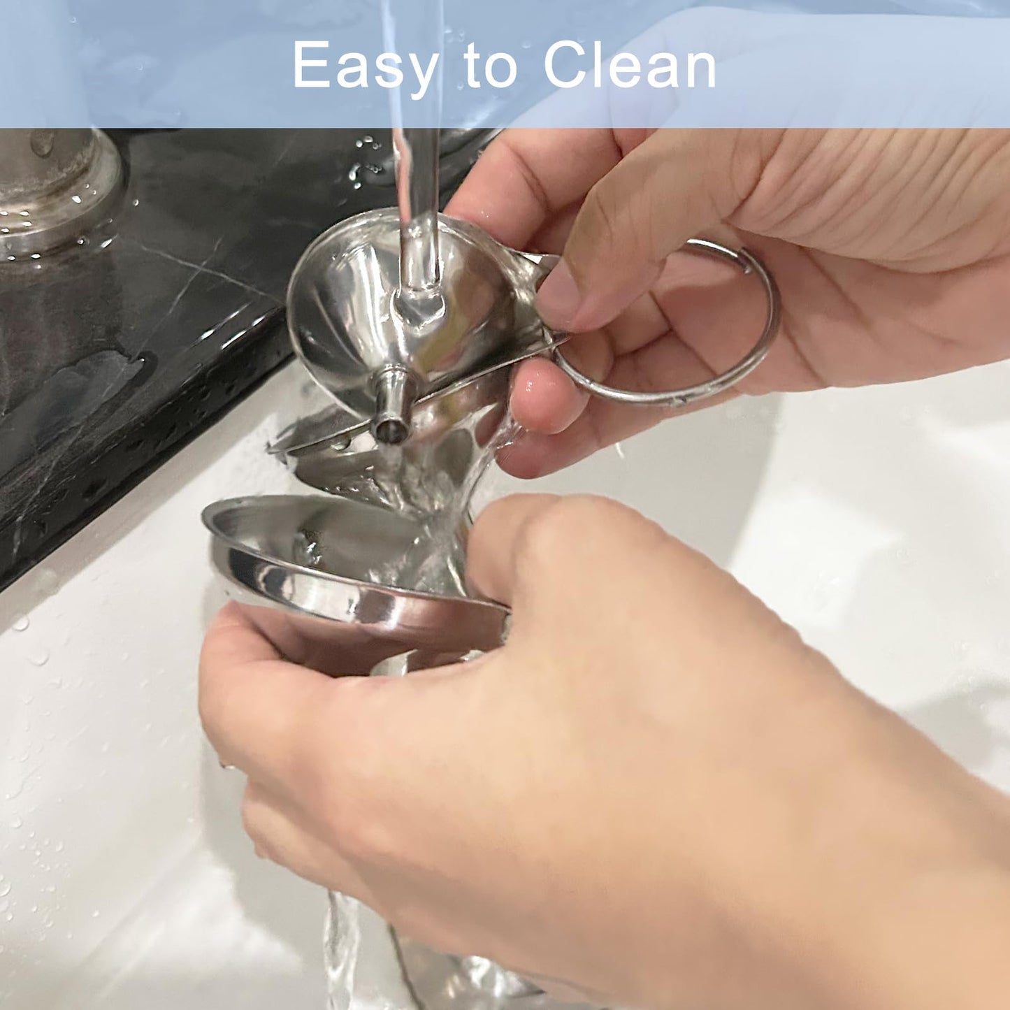 Edelstahl Küchentrichter Set 3 Stück stapelbar mit Griff und Bürste