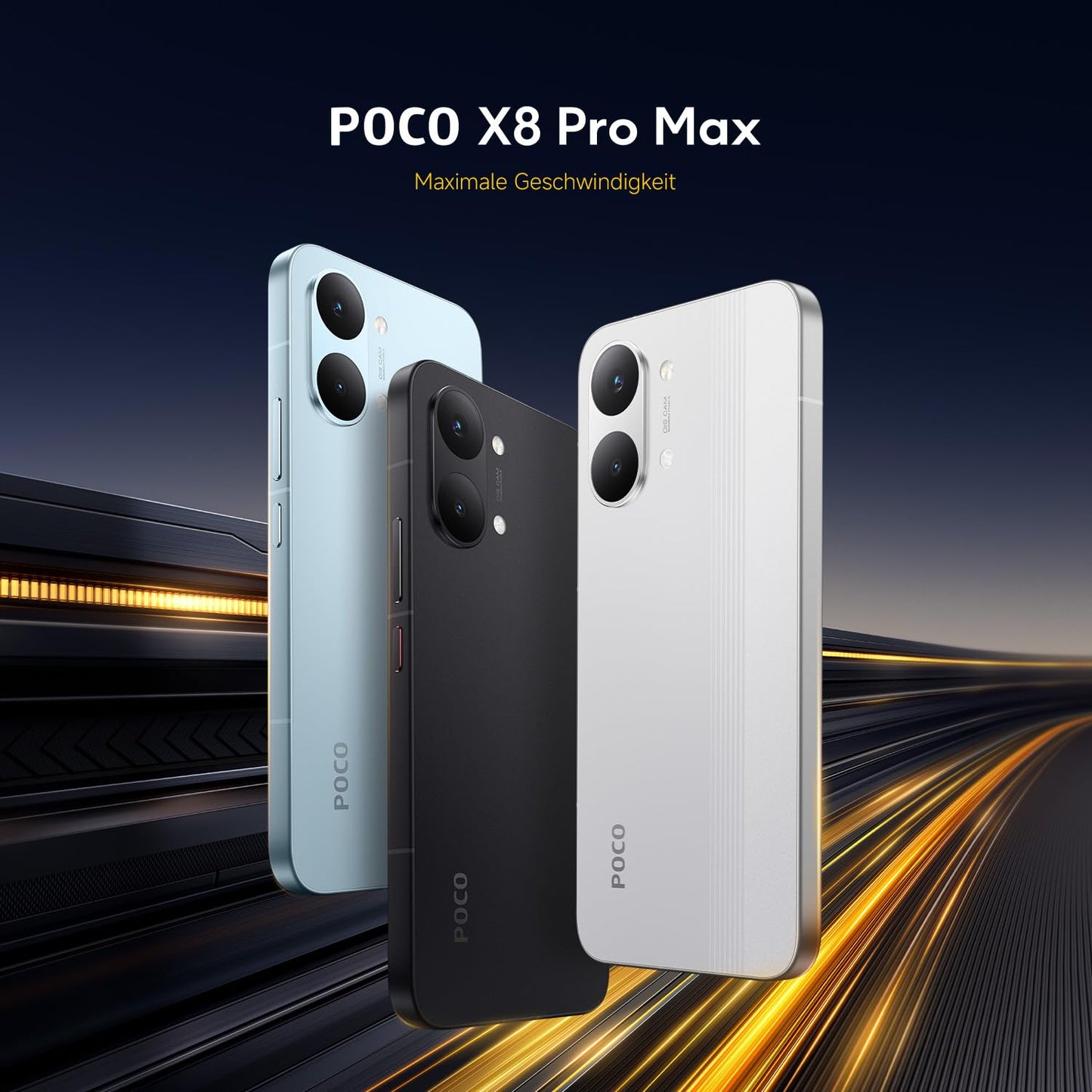 XIAOMI Poco X8 Pro Max Smartphone 12GB+256GB, Dimensity 9500s Prozessor, 8500mAh Akku, Ultra-helles AMOLED-Display, 50MP Light Fusion 600 Hauptkamera mit OIS, Handy in Schwarz, 3 Jahre Garantie