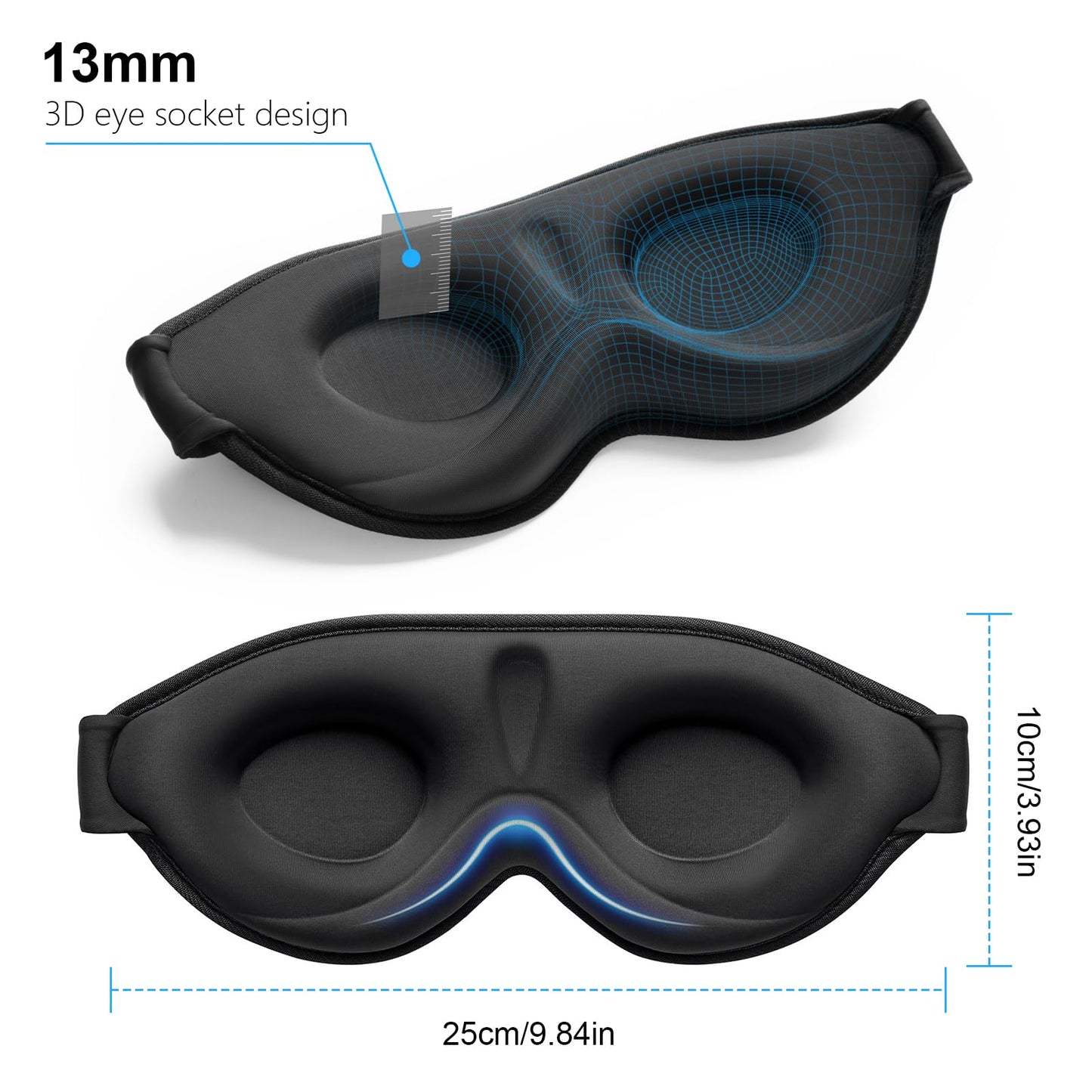 Gritin Schlafmaske für Seitenschläfer – 100 Prozent Lichtblockier