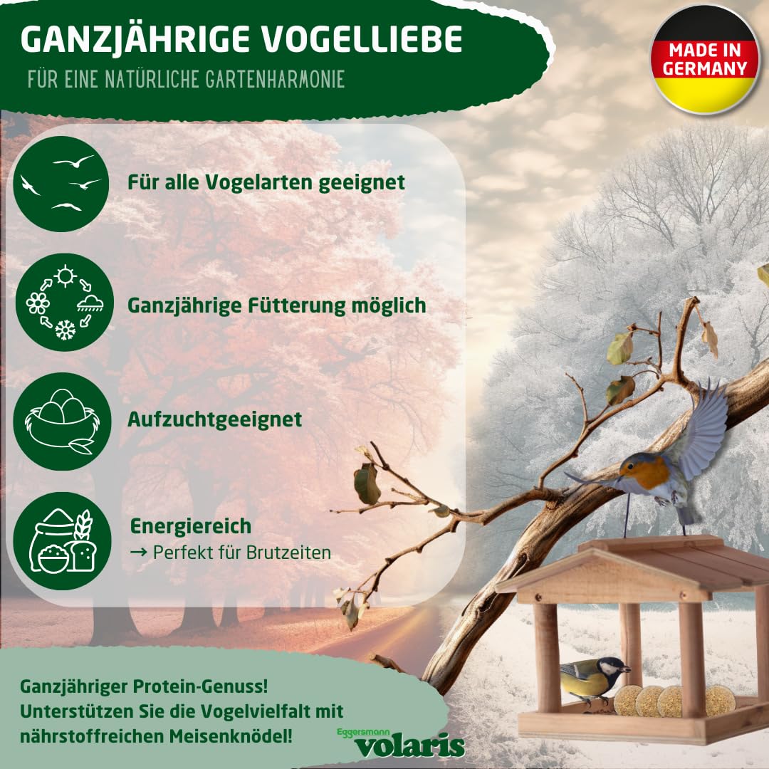 Eggersmann volaris Meisenknödel ohne Netz 200 Stück 18 kg MEISENkugel | Körnerkugel für Wildvögel | Nährstoffreiches Ganzjahresfutter für alle Vogelarten | Vogelknödel