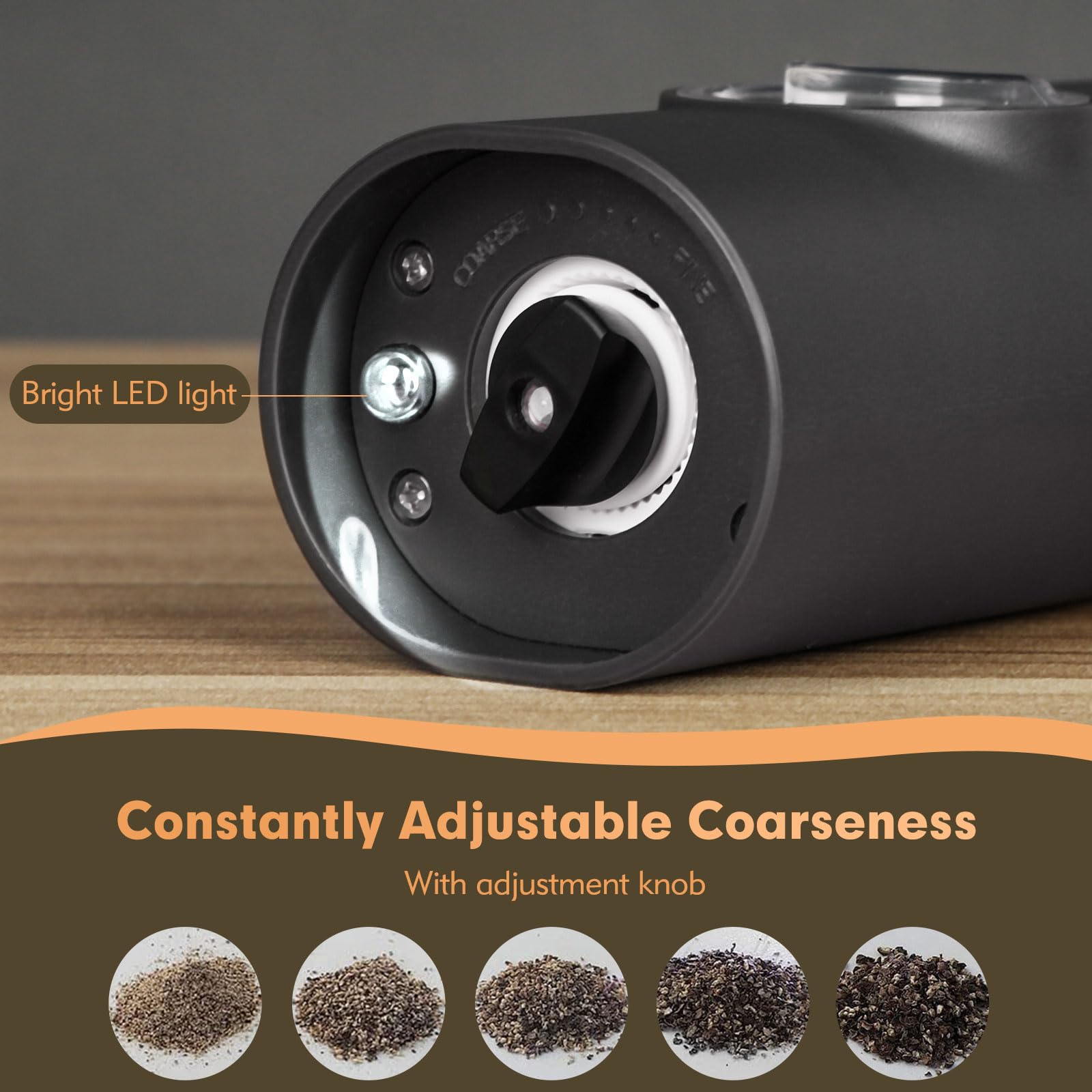 Elektrische Salz und Pfeffer Mühlen Set mit Keramikmahlwerk und LED Beleuchtung-SIMPLETASTE