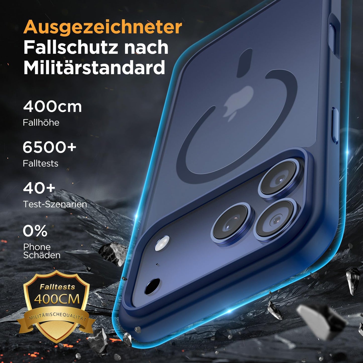 Miracase für iPhone 17 Pro Hülle für Magsafe [TOP Militärschutz & Magnetkraft] Stoßfest Kratzfest mit Samtiger Haptik Extrem Langlebig Handyhülle für iPhone 17 Pro 6,3", Matt-Tief-Blau