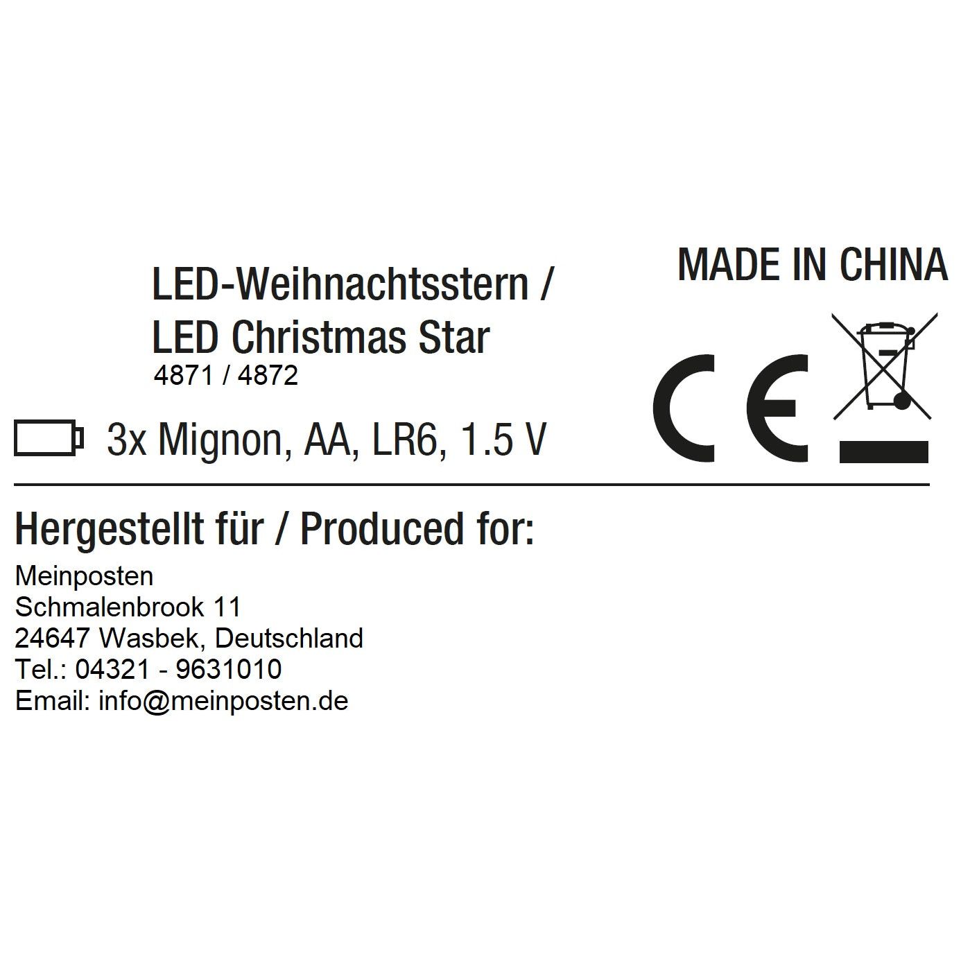 Stern Weihnachtsstern 12 LED 44cm innen außen Timer Rot