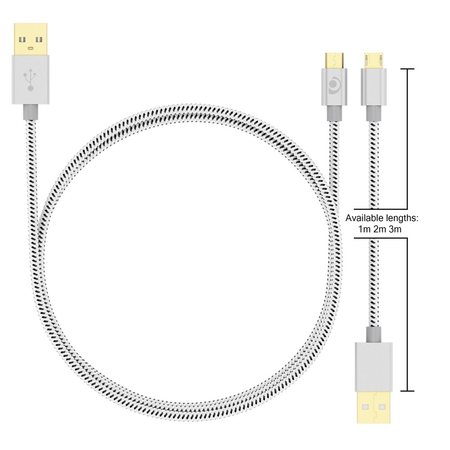 1m Micro USB Kabel, stabiles Nylon High Speed Ladekabel-NALIA Berlin